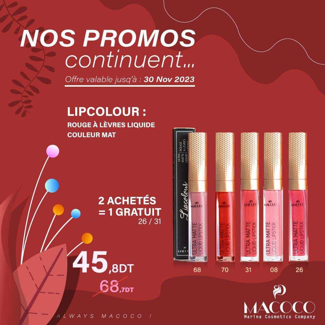 Macoco lipcolour : rouge à lèvres liquide couleur mat