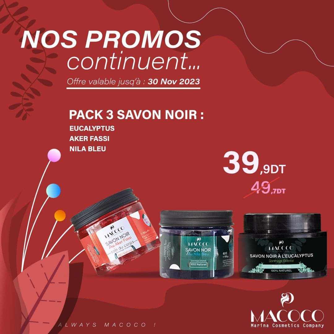 Macoco pack 3 savon noir