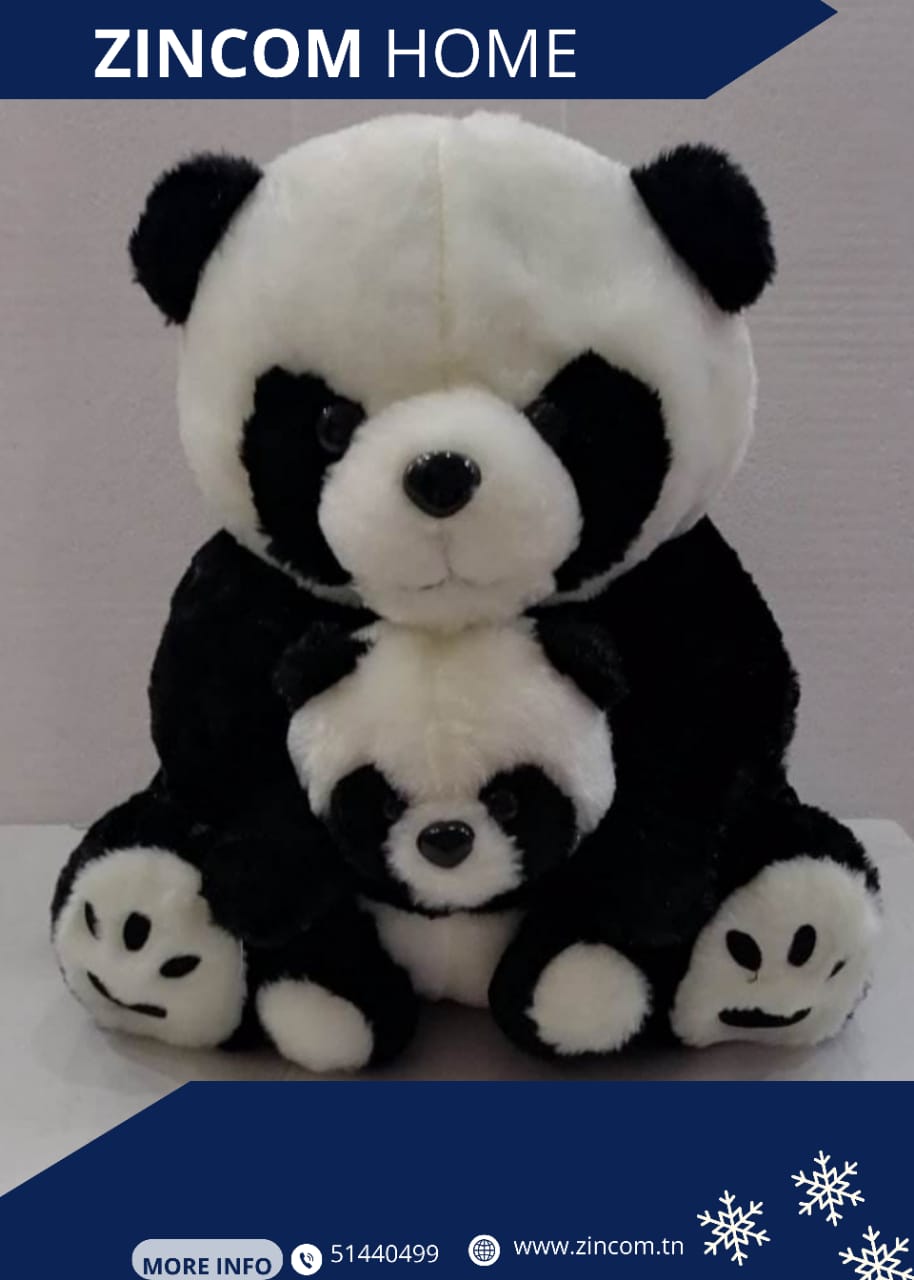 Peluche Panda avec son fils 50cm