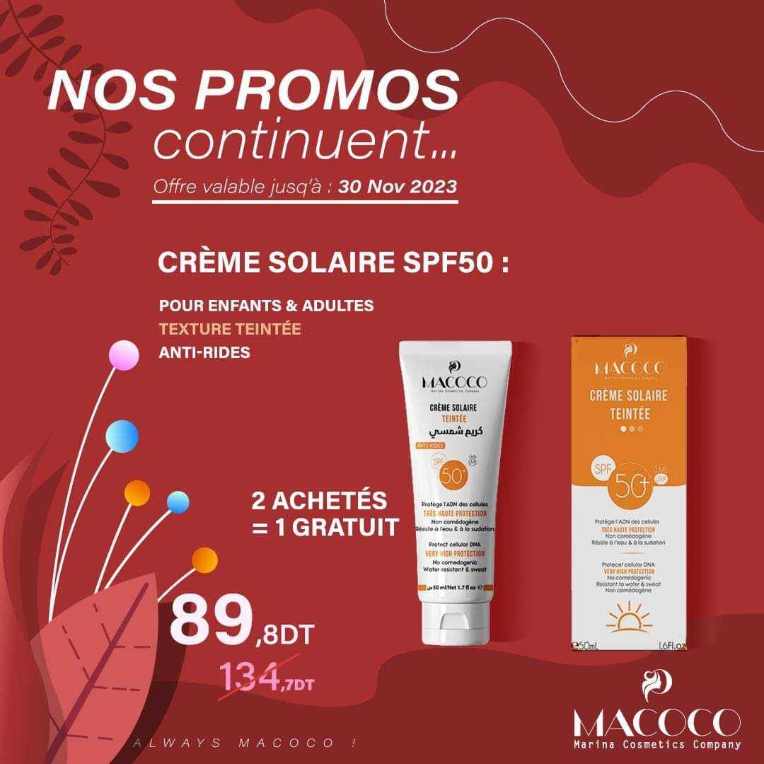 Macoco crème solaire SPF50